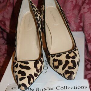 Calvin Klein Leopard Print heels 8M Gently Worn Once -- see photos!